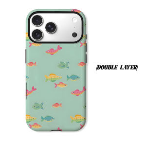Colorful Cartoon Fish Phone Case for iPhone 18 17 16 15 14 13 12 11 Air Pro Max Plus Double-layer Cover