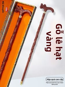 MOQILIN | Gậy Đi Bộ Gỗ Trắc Đỏ Nhẹ Chống Trượt Đục Hình Rồng