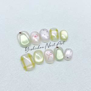 Nhựa Giả Móng Tay Thủ Công Ngắn Dễ Thương Dễ Thương Pure Handmade Wearable Nail Art Stickers 2025 Hot Trend High Aesthetic