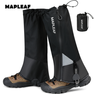 MAPLEAF Snow Gaiters Waterproof Lightweight 600D Oxford TPU Band Steel Hook Reflective for Alpine Mountain Winter Hiking Outdoor