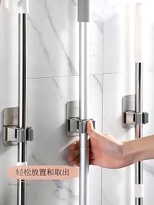 304 Stainless Steel Mop Holder and Hook Broom Hanger Penjepit Pel Lantai Dan Sapu Rumah Kamar