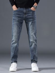 ROMON | Lormen Mens Fleece Lined Slim Fit Jeans Thick Winter Casual Long Trousers Mid Waist Zipper Closure Fashionable Urban Style