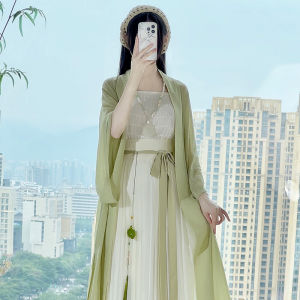Váy Xếp Ly Hanfu Phong Cách Song Dynasty Có Dây Đeo Vai Và Tay Áo Máy Bay Cho Nữ Bộ Đồ Mùa Hè 2025 Váy Nửa Thân Trên Hanfu Cổ Điển