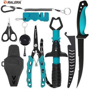 RALERA Saltwater Resistant Fishing Gear Tackle Kit: Fillet Knife Fish Lip Gripper Split Ring Fishing Pliers Fishing Gifts for
