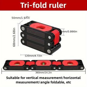 High-Precision Portable Multi-Function Folding Ruler with Magnetic Level for Home Decoration And Woodworking - Vertical Horizont