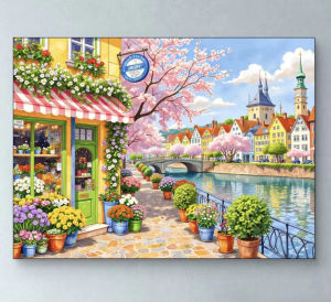 500 1000 1200 2000pcs Jigsaw Puzzle Spring Town Landscape Colorful Houses And Flowers For Adults Family Fun Brain Teaser
