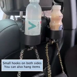 SEAMETAL 2Pcs Car Seat Back Water Cup Holder With Hook Detachable ABS Beverage Storage Bracket Automobile Interior Rack