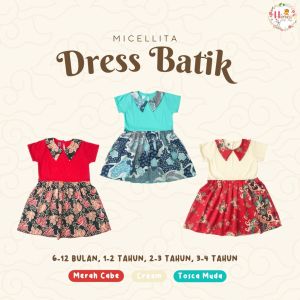 Micellita Dress Batik Kombinasi Bayi / Anak Pendek (6 bulan - 4 tahun)