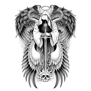 Judgment Angel Waterproof Temporary Tattoo Sticker Long-lasting Waterproof for 1-2 weeks Realistic Semi-Permanent Fake Tattoo