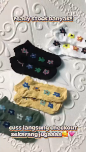 DRKS97 Kaos Kaki Wanita Ankle Socks Kaos Kaki Pendek Kaos Kaki Semata Kaki Motif Bunga Rajut