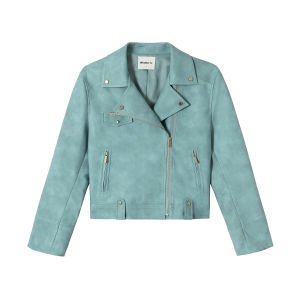 WhyBerry Electronic Wilderness Retro American Short Leather Jacket Motorcycle Gear Original Design Water-Washed Leather Long Sleeves