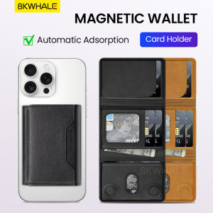 BKWHALE Magnetic Wallet Card Holder / Leather flip card clip For iPhone 17 16 15 12 13 14 Pro Max Samsung S25 S24 S23 Ultra