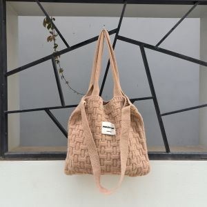 Autumn Winter Knitted Tote Bag Crossbody Bag Korean Style Commuting Class Single Shoulder Bag Womens Handbag Fashionable Casual