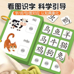 Book Early Education Quiet Book 2-6 Years Old Enlightenment Children Recognize Words Stick Book Game Pull Cognitive Card Educational Toys
