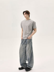 Turn Tide Casual Loose Fit Cotton T-Shirt round Neck Short Sleeve Breathable Summer Top for Teenagers Metal Decoration