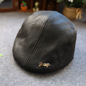 Korean Style Childrens Beret Hat Boys And Girls Warm Winter Cap Short Brim Casual Artificial Leather Baby Toddler Kids Hat