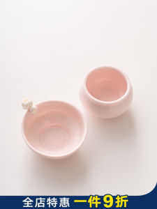 Pink Peach Blossom Handmade Ceramic Tea Strainer Tea Pouring Device Tea Set Accessory Home Use Gongfu Tea Separator Filter Combination