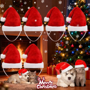 Festive Red Plush Santa Hat for Dogs New Christmas Costume Accessory for Pet Apparel and Holiday Photos