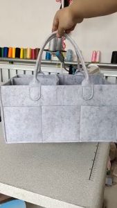 Baby Diaper Caddy Organizer Bag Felt Nursery Essentials Storage Bins Foldable Travel Holder Bag