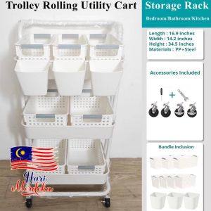 Kitchen Trolley Rolling Utility Cart Bedroom Storage Rack Bathroom Organizer Gap Shelf With Wheel