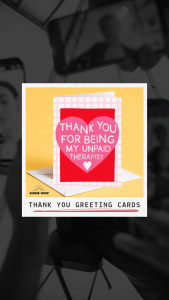 Unpaid Therapist Thank You Card – Funny Best Friend Gift Grateful Thanks Cute Greeting Card