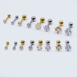 Bông tai titan nữ đính đá mặt ngôi sao 3 mm 4 mm 5 mm (giá 1 chiếc)