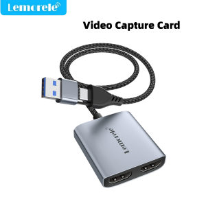 Lemorele Video Capture Card HDMI to USB A/Type-C 1080P 60HZ Video Recorder for PS4/5 Switch Game Recording Live Streaming