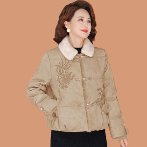 Áo Khoác Lông Cừu Cotton Mùa Đông Ấm Áp Phong Cách Trung Hoa Cổ Lông Cừu Rộng Rãi Cho Phụ Nữ Trung Niên Và Cao Tuổi