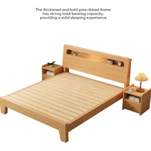 【In Stock-ships within 24H】Queen Solid Wood Bed Frame Wooden Bed Super Single/King Bed Katil Kayu Rangka Katil Kayu實木床