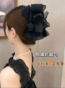 Summer Large Shark Clip Butterfly Knot Hair Accessories Chiffon Veil Women's Fashion Hairpins Korean Style Headwear
