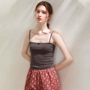 XEXZ | Lcellose Fiber Ice Silk Cool Feeling Strap Vest Nightgown French Lace Sweet Casual Home Wearable Inner Match Outerwear