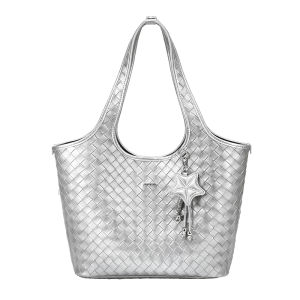 Just Star | Silver Commuter Multifunctional Large Capacity Handbag