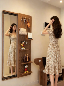 BEIQIVI | Full Length Wall Mounted Dressing Mirror with Hanger and Pegboard