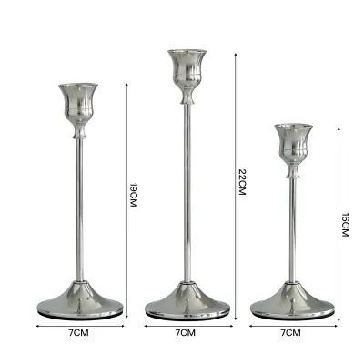 Vintage Elegant Metal Set of 3 Tabletop Candle Holders Suitable for Wedding Anniversary Home and Hotel Decoration