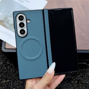 Fold8 For Magsafe Case Luxury Carbon Fiber Magnetic Hinge Back Case For Samsung Galaxy Z Fold8 Ultra Fold 8 7 6 5 Phone Case