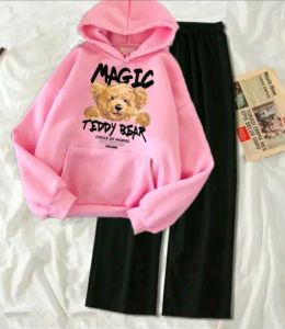 SETELAN/MAGIC TEDDY BEAR Sweater Hoodie Dan Celana Kulot Wanita Atau Remaja Kekinian Size L-XL-XXL