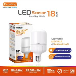 ECOKING LAMPU LED SENSOR CAHAYA 18W 18 WATT PUTIH SNI LIGHT SENSOR BERGARANSI 1 TAHUN