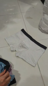 BX909 Celana boxer pria dewasa motif garis garis CD underwear cowok adem elastis nyaman pakai