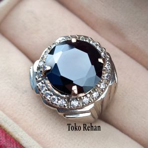 Cincin Batu Black Diamond Asli Mewah Elegan