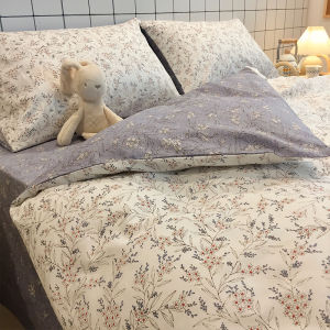 Rustic Cotton Bedding Set Four-Piece Pure Cotton Student Dormitory Quilt Cover Bed Canopy Three-Piece Set for Girls