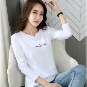 Áo Thun Nữ Cổ Tròn Tay Dài Áo Thun Thường Ngày Áo Thêu 100% Cotton