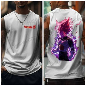Bandai | Dragon Ball Goku Mens Sleeveless Shirt 100 Cotton Workout Tank Top Plus Size Fitness Running Vest Basketball Clothing