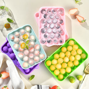 Silicone Ice Cube Ball with 25 Compartments and Lid Fruit Ice Cube Mold Silicone Ice Storage Box Easy To Demold