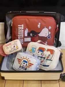 Japanese Style Cute Dog Cartoon 4‑Piece Storage Bag Set Cosmetic Earphone Luggage Clothes Organizer Pouches