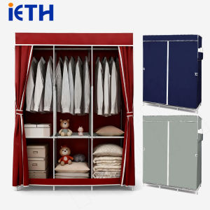 iETH 130 ซม3ช่อง - ตู้เสื้อผ้าพับ ป้องกันฝุ่นความชื้น โครงเหล็กแข็งชั้นปรับได้ สำหรับคอนโดไทย