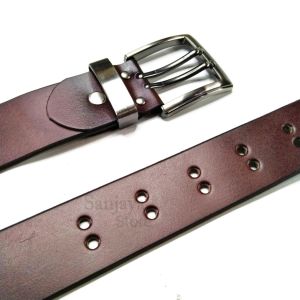 IKAT PINGGANG KULIT SAPI PRIA MODEL JARUM GANDAGANDA TALI SABUK SELAPIS - HITAM/COKLAT BRANDED TERBARU