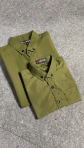 TERBARU Couple sweet || couple kemeja polos ayah dan anak cowok polos 2023 kemeja polos VIRAL warna sage lengan pendek