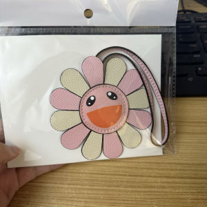 Double-Sided Leather Rainbow Daisy Car Hanging Decorations Cute Smiley Sunflower Bag Charm High-End Leather Vehicle Ornament