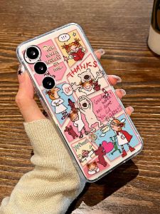 Cute Cartoon Girl Samsung S24 S25 Ultra Soft Shell Case Transparent Female New Model S23 S22 S21FE Note20 Creative Protection Cover