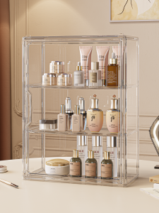 Acrylic Cosmetic Jewelry Multi-Layer Storage Box Desktop Organizer Transparent Dustproof Integrated Design Home Bedroom Storage